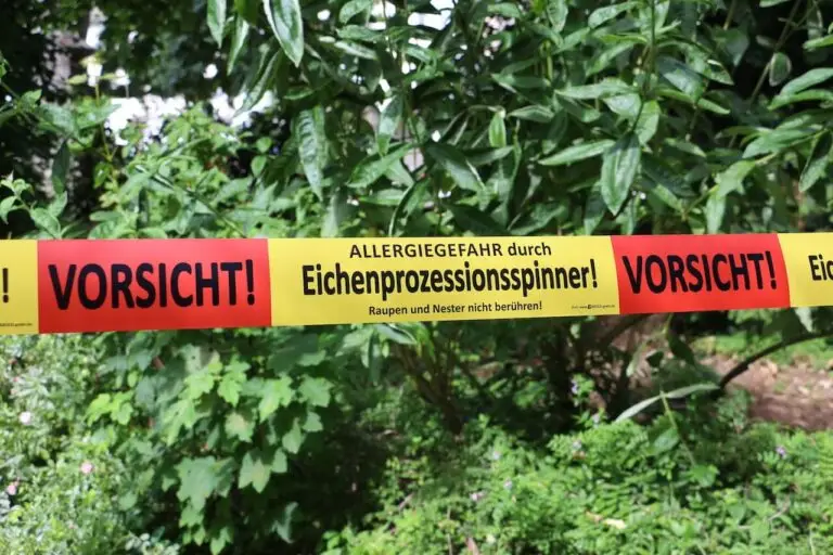 Absperrband Eichenprozessionsspinner Langenfeld Betriebshof