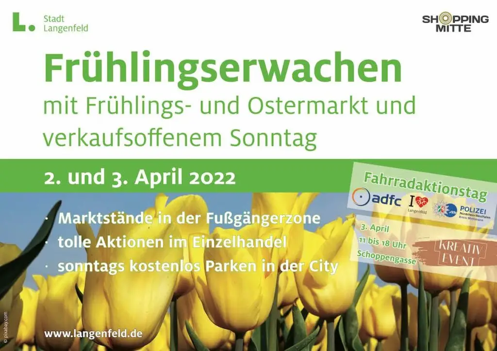 Frühlingserwachen lädt mit Oster- und Frühlingsmarkt, Fahrradaktionstag und KreativEvent in die ShoppingMitte ein – ein verkaufsoffener Sonntag begleitet die Aktionen