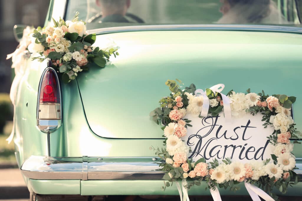 Heiraten Just married Auto in Langenfeld